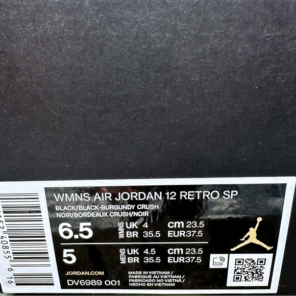 NEW Nike Air Jordan 12 Retro "A Ma Maniere" (Black / Burgundy Crush) - Picture 11 of 12